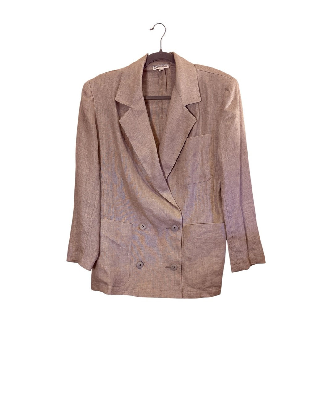 Calvin Klein Women’s Vintage Quiet Luxury Linen Double-Breasted Blazer in Sz 6